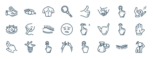 Set Gestures Web Icons Outline Style Thin Line Icons Hanging — Stock Vector