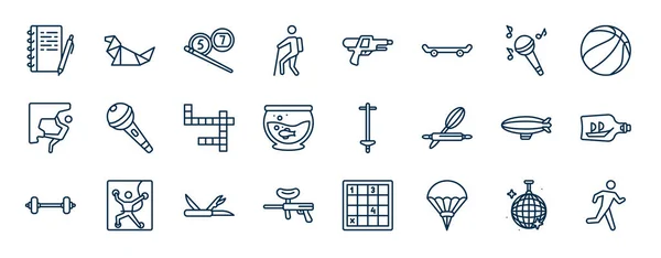 Conjunto Iconos Web Tiempo Libre Estilo Esquema Iconos Línea Delgada — Vector de stock