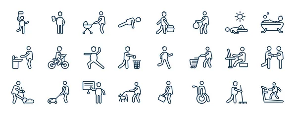 Set Behavior Web Icons Outline Style Thin Line Icons Man — Stock Vector