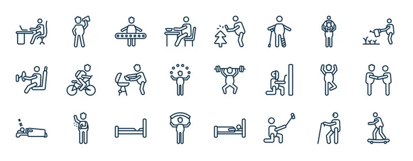 Set Behavior Web Icons Outline Style Thin Line Icons Man — Stock Vector