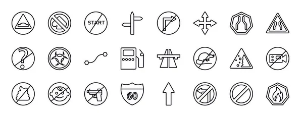 Segnaletica Stradale Linee Modificabili Icone Impostate Segnaletica Stradale Sottile Linea — Vettoriale Stock