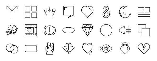 Shapes Editable Line Icons Set Shapes Thin Line Icons Collection — Stock Vector