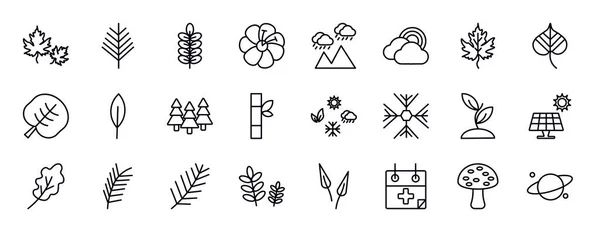 Natur Editierbare Zeilensymbole Gesetzt Nature Thin Line Icons Sammlung Trockenes — Stockvektor
