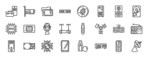 Set Iconos Línea Editables Por Hardware Hardware Colección Iconos Línea — Vector de stock