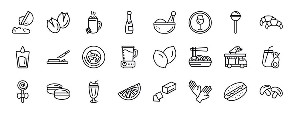 Set Iconos Línea Editable Alimentos Alimentos Colección Iconos Línea Delgada — Archivo Imágenes Vectoriales