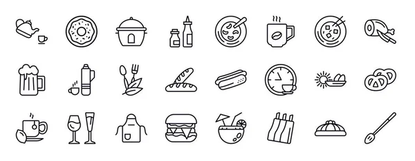 Set Iconos Línea Editable Alimentos Alimentos Colección Iconos Línea Delgada — Archivo Imágenes Vectoriales