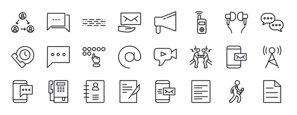 Kommunikation Editierbare Zeilensymbole Gesetzt Kommunikation Thin Line Icons Sammlung Menschen — Stockvektor