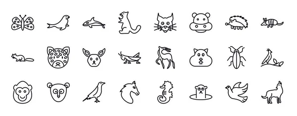 Animales Línea Editable Iconos Conjunto Animales Colección Iconos Línea Delgada — Vector de stock