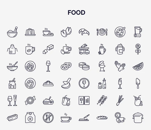 Set Food Web Icons Outline Style Thin Line Icons Spices — Wektor stockowy