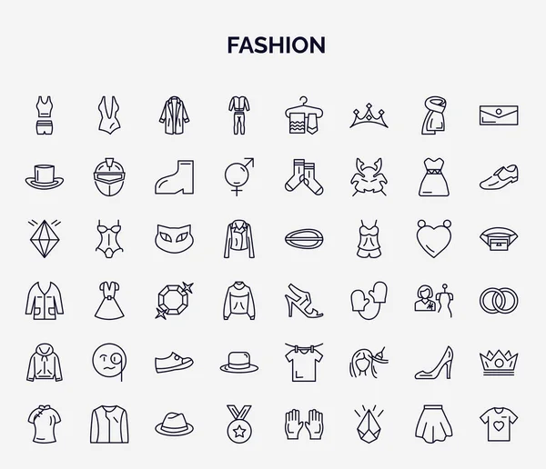 Set Fashion Web Icons Outline Style Thin Line Icons Women — Vector de stock