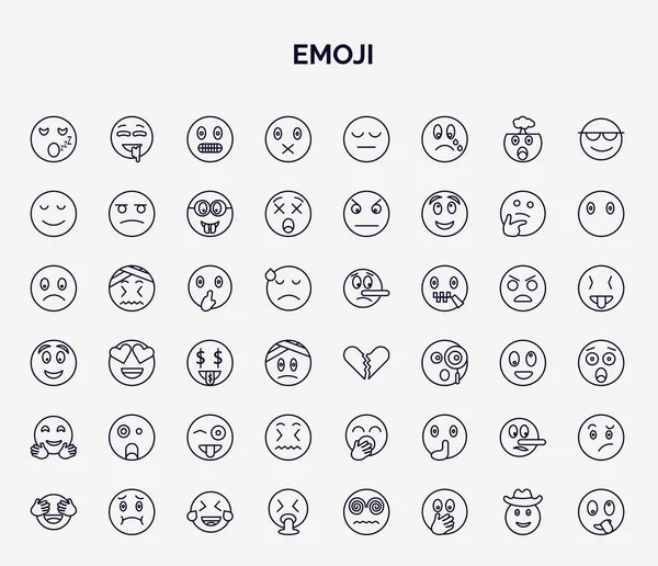 Set Emoji Web Icons Outline Style Thin Line Icons Sleeping — ストックベクタ