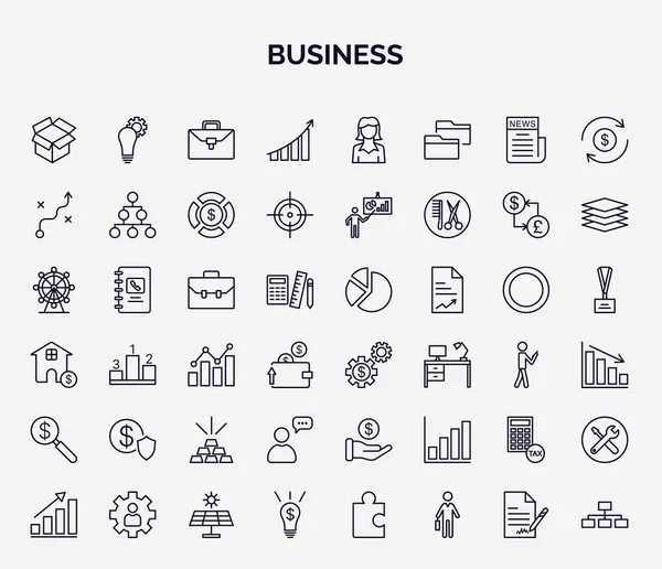 Conjunto Iconos Web Negocios Estilo Esquema Iconos Línea Delgada Como — Archivo Imágenes Vectoriales