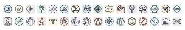 Set Traffic Signs Icons Outline Style Thin Line Icons Gasoline — Stock Vector