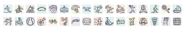Набор Спортивных Иконок Стиле Контура Тонкая Линия Иконки Такие Дайвинг — стоковый вектор