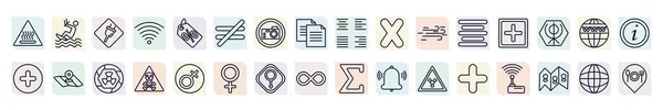 Set Signs Icons Outline Style Thin Line Icons Heat Plug — Stock Vector