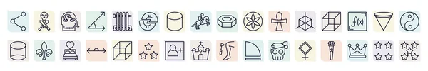 Satz Von Formen Symbolen Umrissstil Thin Line Icons Wie Sharing — Stockvektor