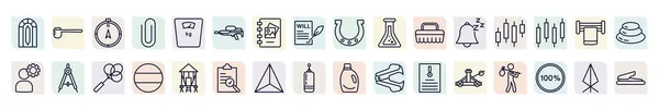 Set Miscellaneous Icons Outline Style Thin Line Icons Stained Glass — Stock Vector