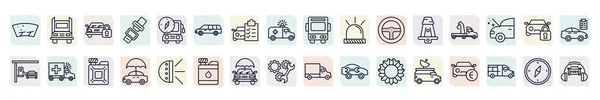 Set Mechanicons Icons Outline Style Thin Line Icons Glass Wiper — Stock Vector