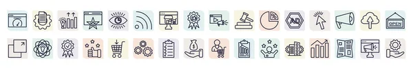 Set Marketing Icons Outline Style Thin Line Icons Velocity Test — Stock vektor