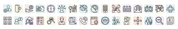 Set Human Resources Icons Outline Style Thin Line Icons Behavioral — Stock vektor