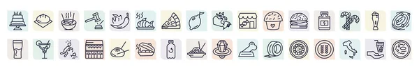 Set Food Icons Outline Style Thin Line Icons Five Birthday — Stock Vector