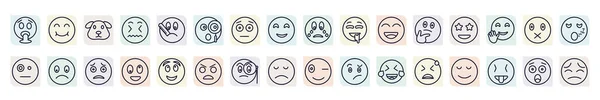 Set Ikon Emoji Dalam Gaya Garis Besar Ikon Garis Tipis - Stok Vektor