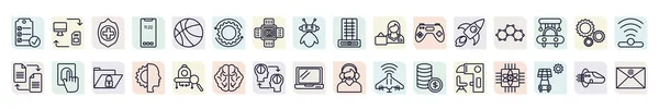 Set Artificial Intellegence Icons Outline Style Thin Line Icons Check — Stock Vector