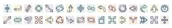Set Arrows Icons Outline Style Thin Line Icons Center Align — Stock Vector