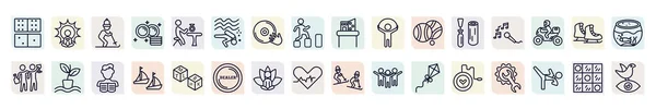 Set Activity Hobbies Icons Outline Style Thin Line Icons Dominoes — Stock vektor