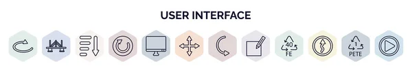 Uppsättning Användargränssnitt Webb Ikoner Konturstil Tunna Linje Ikoner Såsom Loop — Stock vektor