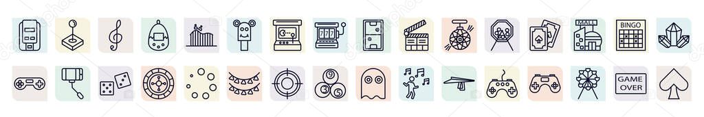 set of icons in outline style. thin line icons such as 