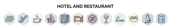 Eine Reihe Von Websymbolen Für Hotels Und Restaurants Umrissen Dünne — Stockvektor