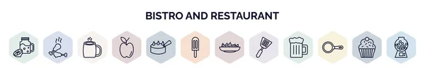 Set Bistro Restaurant Web Icons Outline Style Thin Line Icons — Stock Vector