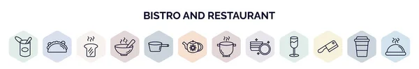 Set Bistro Restaurant Web Icons Outline Style Thin Line Icons — Stock Vector