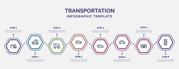 Modello Infografico Con Icone Opzioni Passaggi Infografica Concetto Trasporto Incluso — Vettoriale Stock