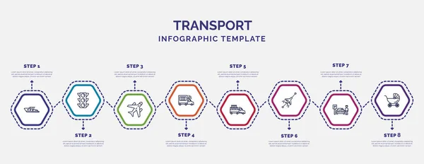 Modello Infografico Con Icone Opzioni Passaggi Infografica Concetto Trasporto Incluso — Vettoriale Stock