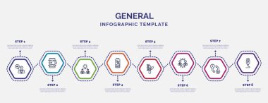 Simgeli ve 8 basamaklı bilgi şablonu. Genel kavram için bilgi. İnsan kaynakları müdürü, işbirliği fikri, eko pil, biyoteknoloji, iş ağı, kripto-takas,