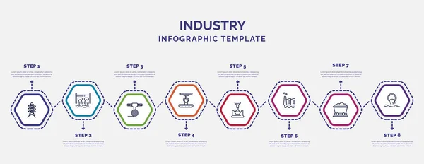 Infographic Template Met Pictogrammen Opties Stappen Infographic Voor Industrieconcept Opgenomen — Stockvector