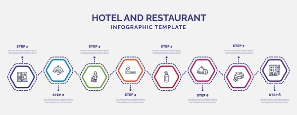 Simgeli Basamaklı Bilgi Şablonu Otel Restoran Konsepti Için Bilgi Vestiyer — Stok Vektör