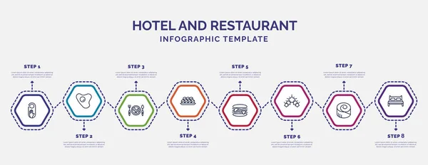 Infografikai Sablon Ikonokkal Opcióval Vagy Lépéssel Infografika Hotel Étterem Koncepciójához — Stock Vector