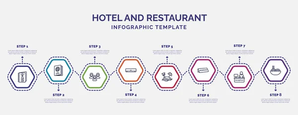 Simgeli Basamaklı Bilgi Şablonu Otel Restoran Konsepti Için Bilgi Şarap — Stok Vektör