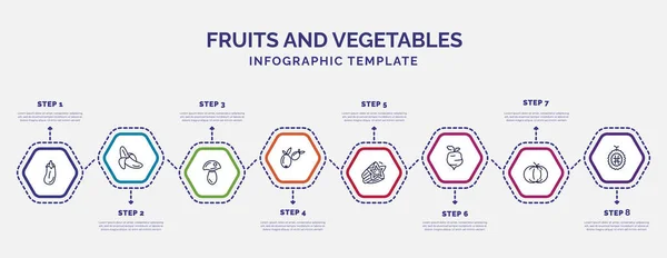 Infographic Template Icons Options Steps Infographic Fruits Vegetables Concept Included — Stock Vector