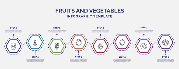 Plantilla Infografía Con Iconos Opciones Pasos Infografía Para Concepto Frutas — Archivo Imágenes Vectoriales