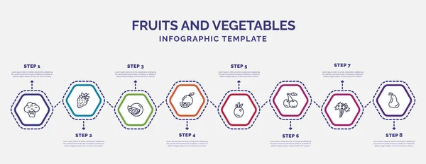 Plantilla Infografía Con Iconos Opciones Pasos Infografía Para Concepto Frutas — Archivo Imágenes Vectoriales