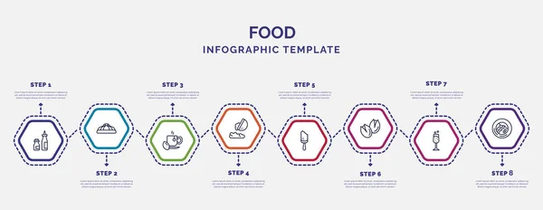 Plantilla Infografía Con Iconos Opciones Pasos Infografía Para Concepto Alimentario — Archivo Imágenes Vectoriales