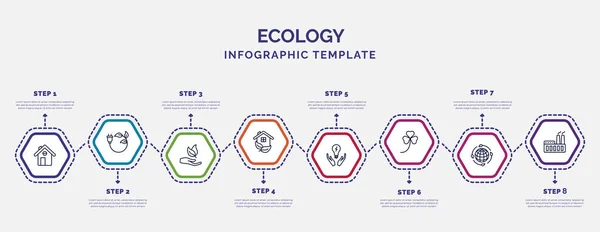 Plantilla Infografía Con Iconos Opciones Pasos Infografía Para Concepto Ecología — Vector de stock