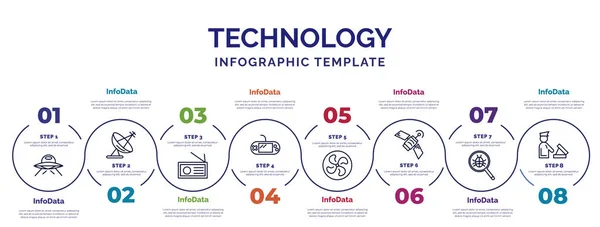 Plantilla Infografía Con Iconos Opciones Pasos Infografía Para Concepto Tecnológico — Archivo Imágenes Vectoriales