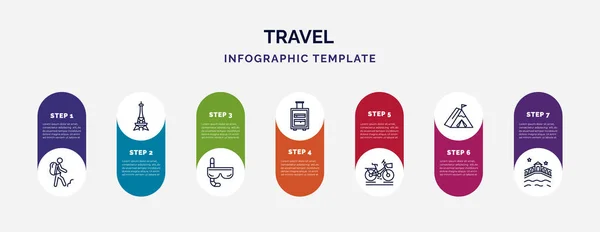Infographic Template Icons Options Steps Infographic Travel Concept Included Backpacker — Stock Vector