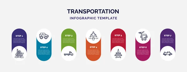 Modello Infografico Con Icone Opzioni Passaggi Infografica Concetto Trasporto Incluso — Vettoriale Stock