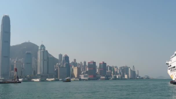 Panorama Victoria Harbor von Hongkong. — Stockvideo